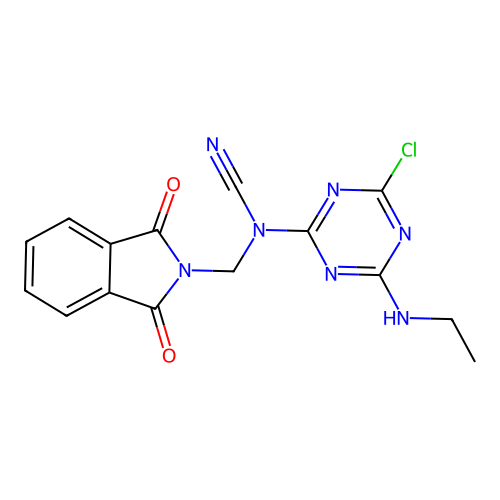 [4-chloro-6-(ethylamino)-1,3,5-triazin-2-yl]-[(1,3-dioxoisoindol-2-yl)methyl]cyanamide structure