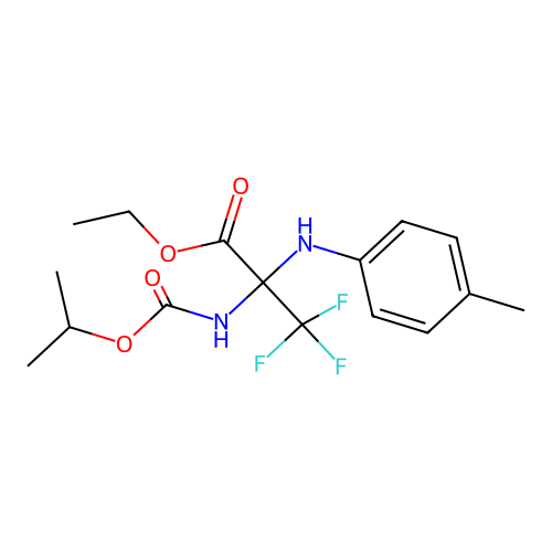 Ethyl 3,3,3-trifluoro-2-((isopropoxycarbonyl)amino)-2-(p-tolylamino)propanoate structure