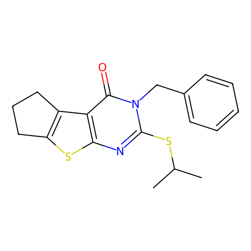 3-benzyl-2-(isopropylthio)-6,7-dihydro-3H-cyclopenta[4,5]thieno[2,3-d]pyrimidin-4(5H)-one structure