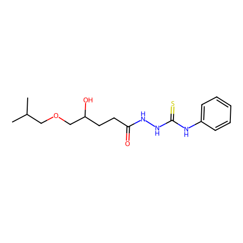 2-[4-hydroxy-5-(2-methylpropoxy)pentanoyl]-N-phenylhydrazinecarbothioamide structure
