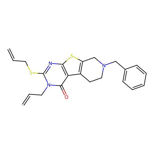 3-allyl-2-(allylthio)-7-benzyl-5,6,7,8-tetrahydropyrido[4',3':4,5]thieno[2,3-d]pyrimidin-4(3H)-one structure