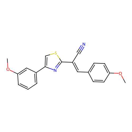 (E)-3-(4-methoxyphenyl)-2-(4-(3-methoxyphenyl)thiazol-2-yl)acrylonitrile structure