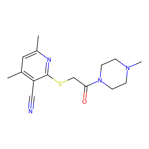 4,6-Dimethyl-2-[2-(4-methylpiperazinyl)-2-oxoethylthio]pyridine-3-carbonitrile structure