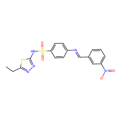 N-(5-ethyl-1,3,4-thiadiazol-2-yl)-4-[(3-nitrophenyl)methylideneamino]benzenesulfonamide structure