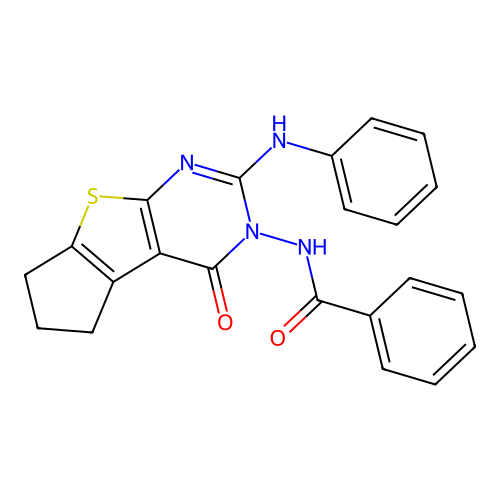 N-(4-oxo-2-(phenylamino)-4,5,6,7-tetrahydro-3H-cyclopenta[4,5]thieno[2,3-d]pyrimidin-3-yl)benzamide structure