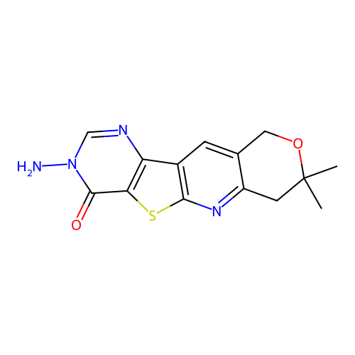 3-Amino-8,8-dimethyl-7,10-dihydro-8H-pyrano[3'',4'':5',6']pyrido[3',2':4,5]thieno[3,2-d]pyrimidin-4(3H)-one structure