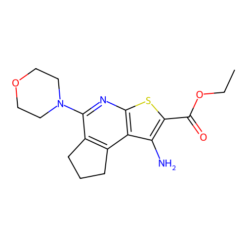 ethyl 1-amino-5-morpholino-7,8-dihydro-6H-cyclopenta[d]thieno[2,3-b]pyridine-2-carboxylate structure