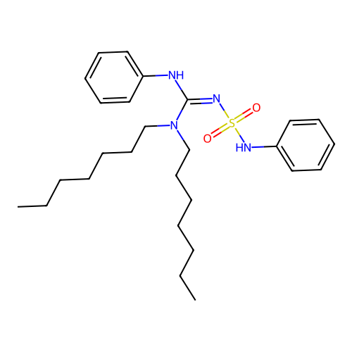 (Z)-3,3-diheptyl-1-phenyl-2-(phenylsulfamoyl)guanidine structure