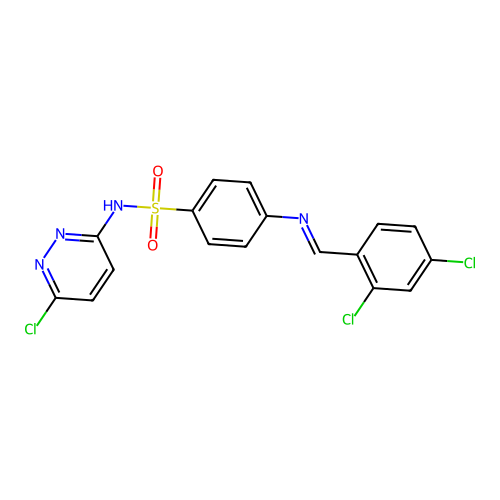 N-(6-chloropyridazin-3-yl)-4-[(2,4-dichlorophenyl)methylideneamino]benzenesulfonamide structure