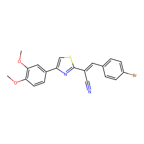 (2E)-3-(4-bromophenyl)-2-[4-(3,4-dimethoxyphenyl)-1,3-thiazol-2-yl]prop-2-enenitrile structure