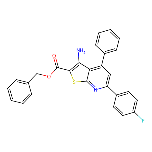 Benzyl 3-amino-6-(4-fluorophenyl)-4-phenylthieno[2,3-b]pyridine-2-carboxylate structure