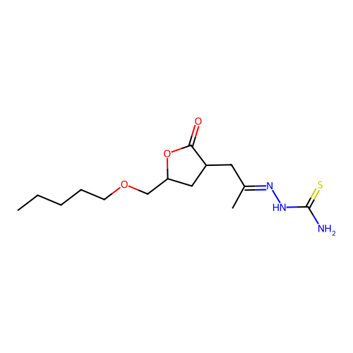 [(E)-1-[2-oxo-5-(pentoxymethyl)oxolan-3-yl]propan-2-ylideneamino]thiourea structure