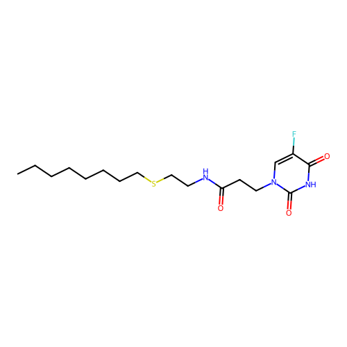 3-(5-fluoro-2,4-dioxo-3,4-dihydropyrimidin-1(2H)-yl)-N-(2-(octylthio)ethyl)propanamide structure