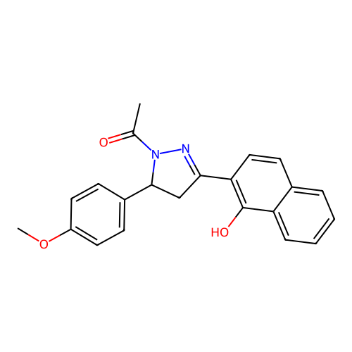 2-[1-acetyl-5-(4-methoxyphenyl)pyrazolidin-3-ylidene]naphthalen-1-one structure