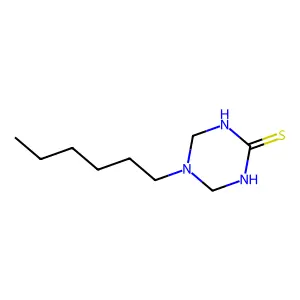 5-Hexyl-1,3,5-triazinane-2-thione structure