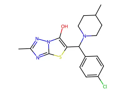 5-((4-chlorophenyl)(4-methylpiperidin-1-yl)methyl)-2-methylthiazolo[3,2-b][1,2,4]triazol-6-ol structure
