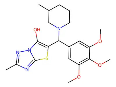2-methyl-5-((3-methylpiperidin-1-yl)(3,4,5-trimethoxyphenyl)methyl)thiazolo[3,2-b][1,2,4]triazol-6-ol structure