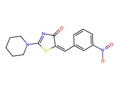 (E)-5-(3-nitrobenzylidene)-2-(piperidin-1-yl)thiazol-4(5H)-one structure