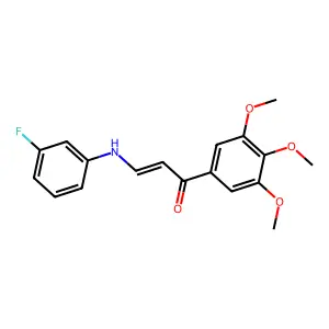 (E)-3-(3-fluoroanilino)-1-(3,4,5-trimethoxyphenyl)prop-2-en-1-one structure