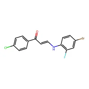 (2E)-3-[(4-bromo-2-fluorophenyl)amino]-1-(4-chlorophenyl)prop-2-en-1-one structure