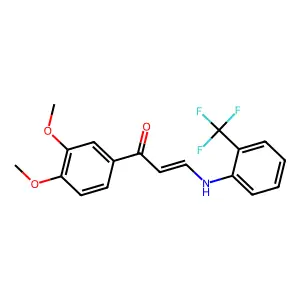 (E)-1-(3,4-dimethoxyphenyl)-3-[2-(trifluoromethyl)anilino]prop-2-en-1-one structure