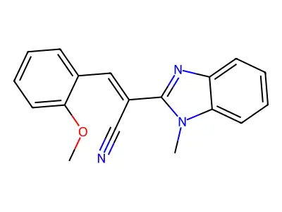 (E)-3-(2-methoxyphenyl)-2-(1-methyl-1H-benzo[d]imidazol-2-yl)acrylonitrile structure