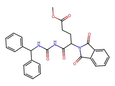 Methyl 5-(benzhydrylcarbamoylamino)-4-(1,3-dioxoisoindol-2-yl)-5-oxopentanoate structure