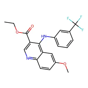 Ethyl 6-methoxy-4-{[3-(trifluoromethyl)phenyl]amino}quinoline-3-carboxylate structure