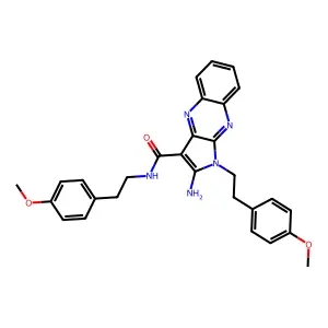 2-amino-N,1-bis[2-(4-methoxyphenyl)ethyl]-1H-pyrrolo[2,3-b]quinoxaline-3-carboxamide structure