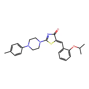 (5E)-2-[4-(4-methylphenyl)piperazin-1-yl]-5-[2-(propan-2-yloxy)benzylidene]-1,3-thiazol-4(5H)-one structure