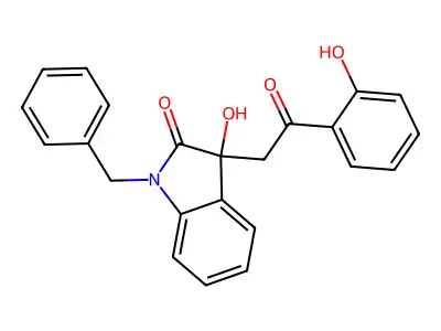 1-benzyl-3-hydroxy-3-[2-(2-hydroxyphenyl)-2-oxoethyl]-1,3-dihydro-2H-indol-2-one structure