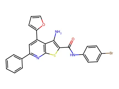 3-amino-N-(4-bromophenyl)-4-(furan-2-yl)-6-phenylthieno[2,3-b]pyridine-2-carboxamide structure