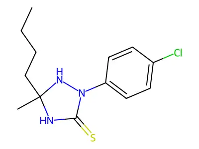 5-Butyl-2-(4-chlorophenyl)-5-methyl-1,2,4-triazolidine-3-thione structure