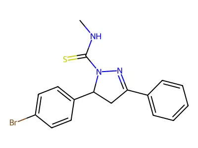 5-(4-bromophenyl)-N-methyl-3-phenyl-4,5-dihydro-1H-pyrazole-1-carbothioamide structure