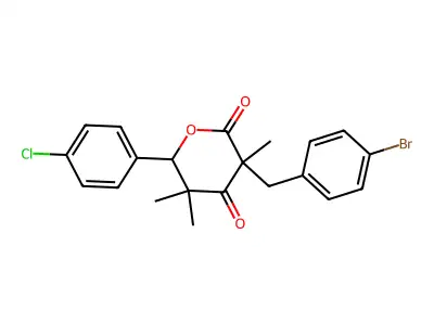 3-[(4-Bromophenyl)methyl]-6-(4-chlorophenyl)-3,5,5-trimethyloxane-2,4-dione structure