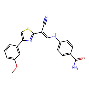 (E)-4-((2-cyano-2-(4-(3-methoxyphenyl)thiazol-2-yl)vinyl)amino)benzamide structure
