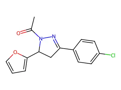 1-[5-(4-Chlorophenyl)-3-(furan-2-yl)-3,4-dihydropyrazol-2-yl]ethanone structure