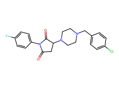 3-[4-[(4-chlorophenyl)methyl]piperazin-1-yl]-1-(4-fluorophenyl)pyrrolidine-2,5-dione structure