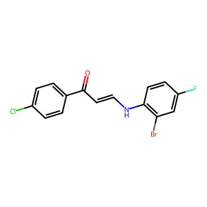 (E)-3-(2-bromo-4-fluoroanilino)-1-(4-chlorophenyl)prop-2-en-1-one structure