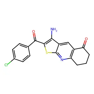 3-amino-2-(4-chlorobenzoyl)-7,8-dihydro-6H-thieno[2,3-b]quinolin-5-one structure