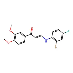 (2E)-3-[(2-bromo-4-fluorophenyl)amino]-1-(3,4-dimethoxyphenyl)prop-2-en-1-one structure