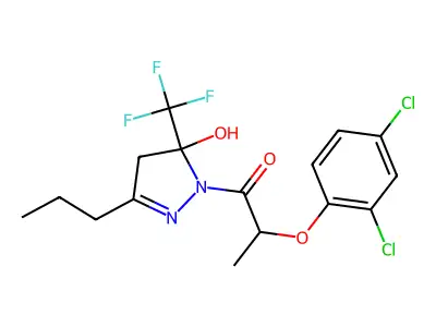 2-(2,4-dichlorophenoxy)-1-[5-hydroxy-3-propyl-5-(trifluoromethyl)-4,5-dihydro-1H-pyrazol-1-yl]propan-1-one structure