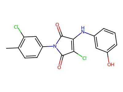 3-Chloro-1-(3-chloro-4-methylphenyl)-4-(3-hydroxyanilino)pyrrole-2,5-dione structure