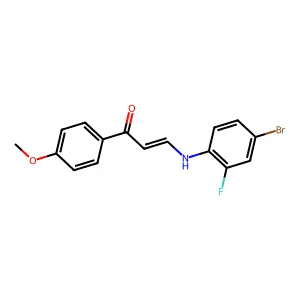 (2E)-3-[(4-bromo-2-fluorophenyl)amino]-1-(4-methoxyphenyl)prop-2-en-1-one structure