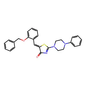 (5E)-5-[2-(benzyloxy)benzylidene]-2-(4-phenylpiperazin-1-yl)-1,3-thiazol-4(5H)-one structure