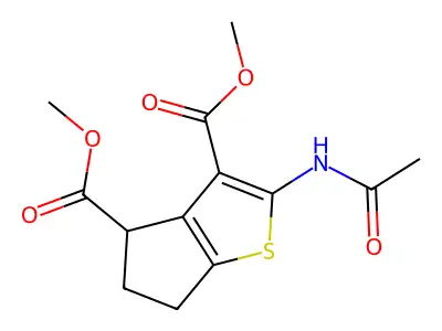 dimethyl 2-(acetylamino)-5,6-dihydro-4H-cyclopenta[b]thiophene-3,4-dicarboxylate structure