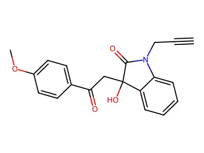 3-Hydroxy-3-[2-(4-methoxyphenyl)-2-oxoethyl]-1-prop-2-ynylindol-2-one structure
