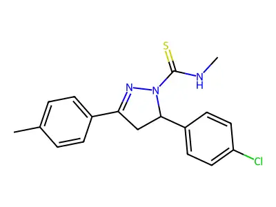 5-(4-chlorophenyl)-N-methyl-3-(p-tolyl)-4,5-dihydro-1H-pyrazole-1-carbothioamide structure