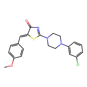(5E)-2-[4-(3-chlorophenyl)piperazin-1-yl]-5-(4-methoxybenzylidene)-1,3-thiazol-4(5H)-one structure