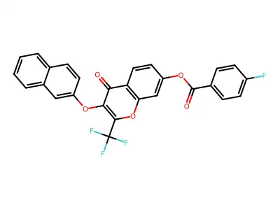 3-(2-naphthyloxy)-4-oxo-2-(trifluoromethyl)-4H-chromen-7-yl 4-fluorobenzoate structure